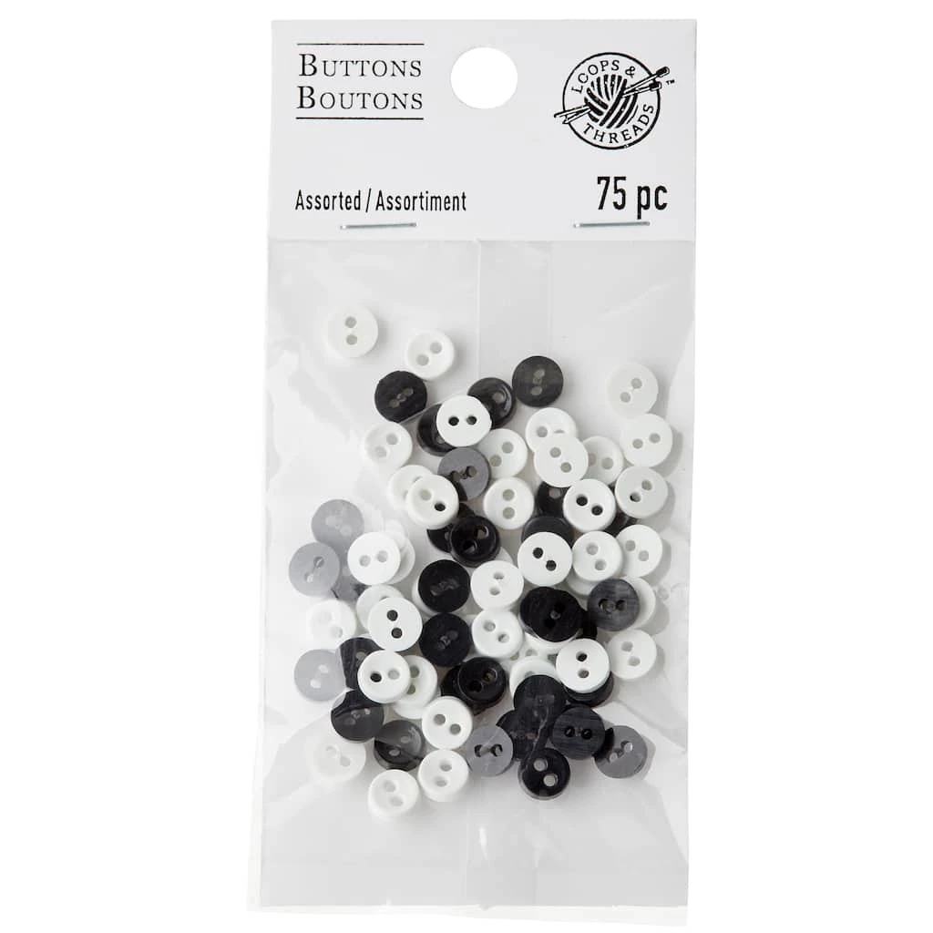 Hot Sale ✨ Favorite Findings™ Mini Buttons, Black & White by Loops & Threads® ✨ 5 Hot Sale ✨ Favorite Findings™ Mini Buttons, Black & White by Loops & Threads® ✨ - Image 3