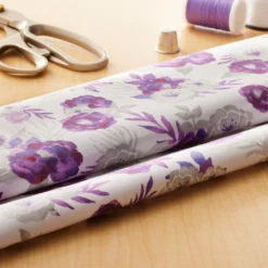 Discount ❤️ Purple & Gray Floral Cotton Fabric by Loops & Threads™ 😍 -Cheap The Yarnova Store 10631296 20