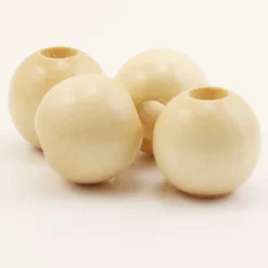 New 🥰 Natural Wood Round Beads by Loops & Threads®, 32mm 😉 -Cheap The Yarnova Store 10666684 2